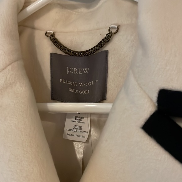 NWT J. Crew Cream Navy Tipped Wool Nello Gori Peacoat, Size 00 - Picture 2 of 6